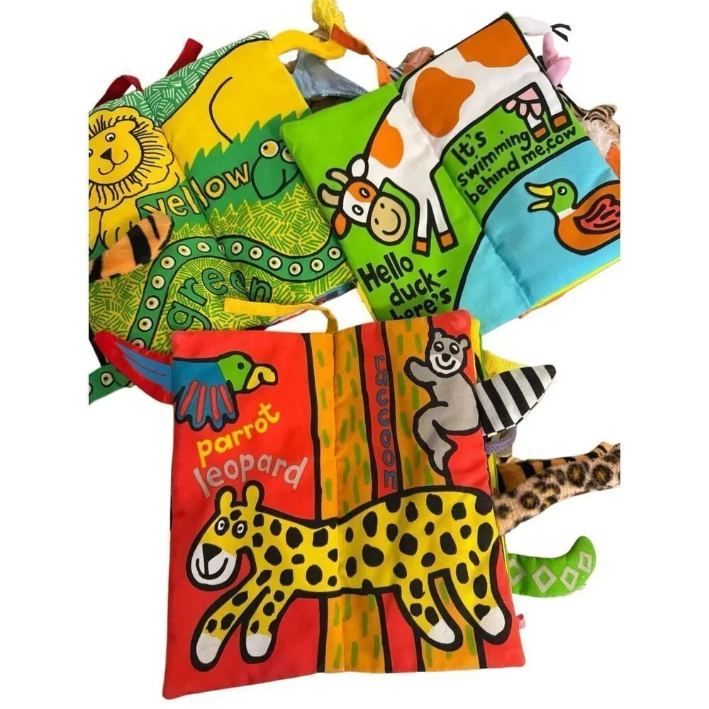 Bundle Lot of Three (3) Jelly Cat Soft Activity Book: Jungly Tails Farm Tails